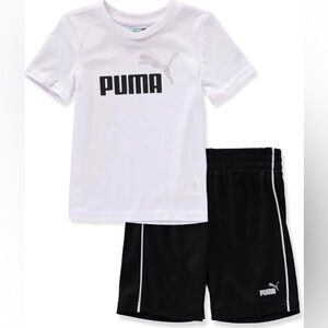 Puma Kids White Tee and Black Athletic Shorts Set